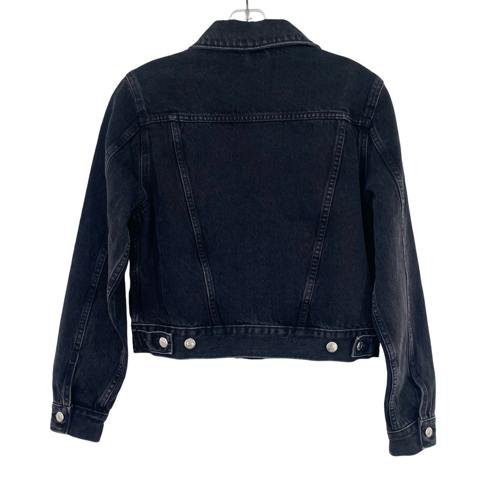Topshop Black Denim Jean Jacket Moto - Picture 4 of 7